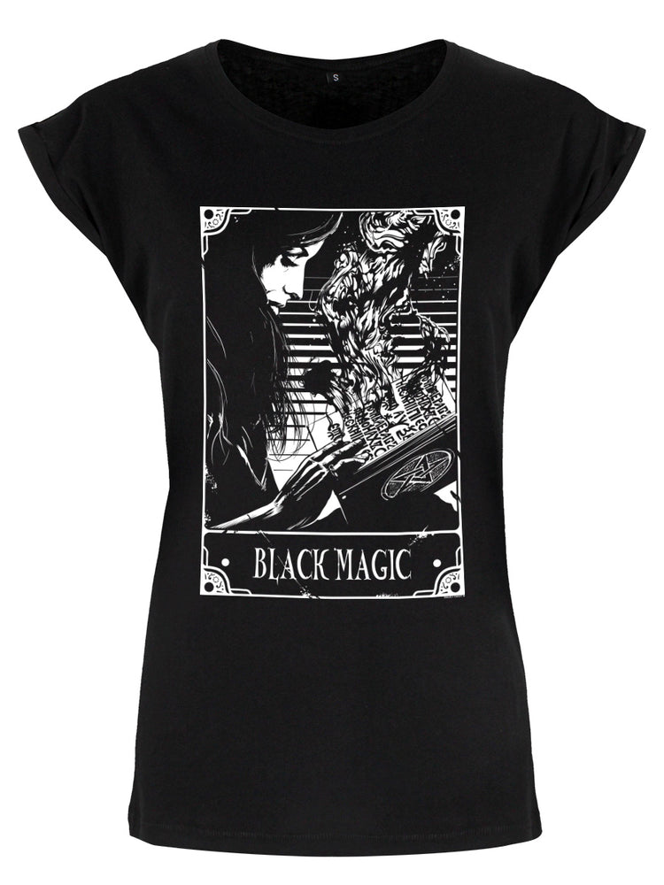 Deadly Tarot - Black Magic Ladies Premium Black T-Shirt