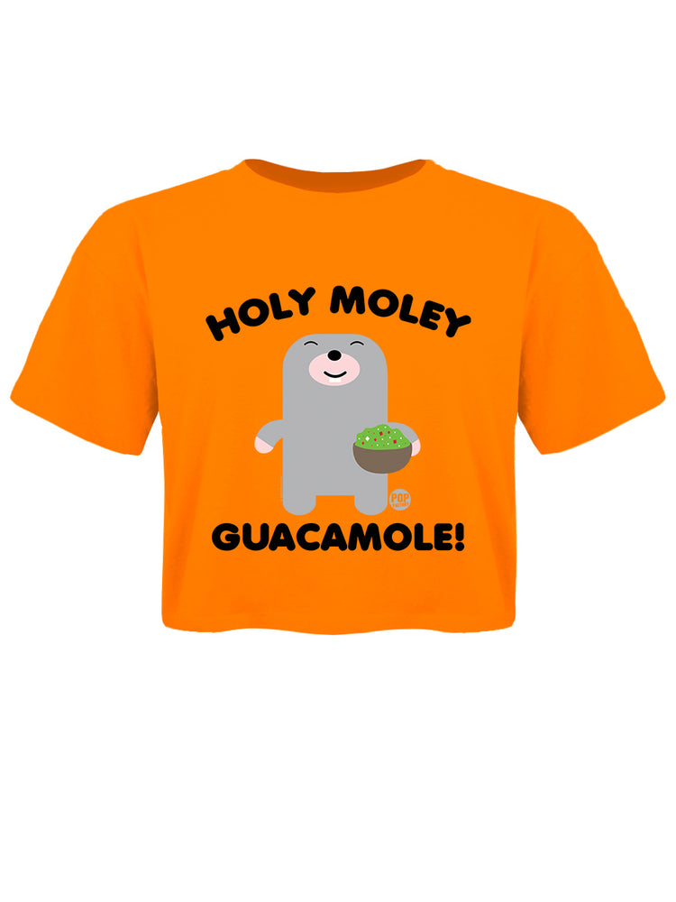 Pop Factory Holy Moley Guacamole! Ladies Orange Boxy Crop Top
