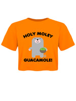 Pop Factory Holy Moley Guacamole! Ladies Orange Boxy Crop Top