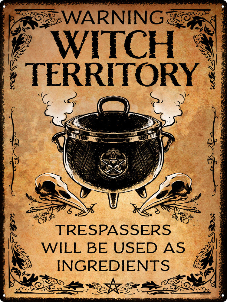 Warning Witch Territory Tin Sign