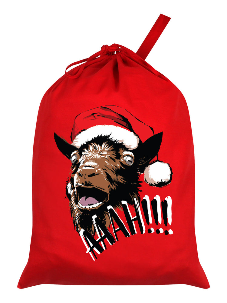 Aaah! Santa Goat Christmas Red Santa Sack