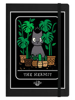 Spooky Cat Tarot The Hermit Black A5 Hard Cover Notebook