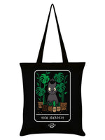 Spooky Cat Tarot The Hermit Black Tote Bag