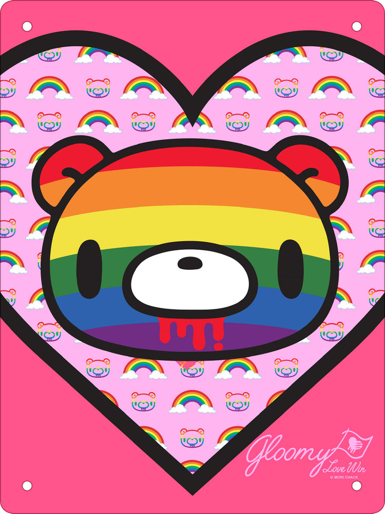 Gloomy Bear Rainbow Heart Mini Tin Sign