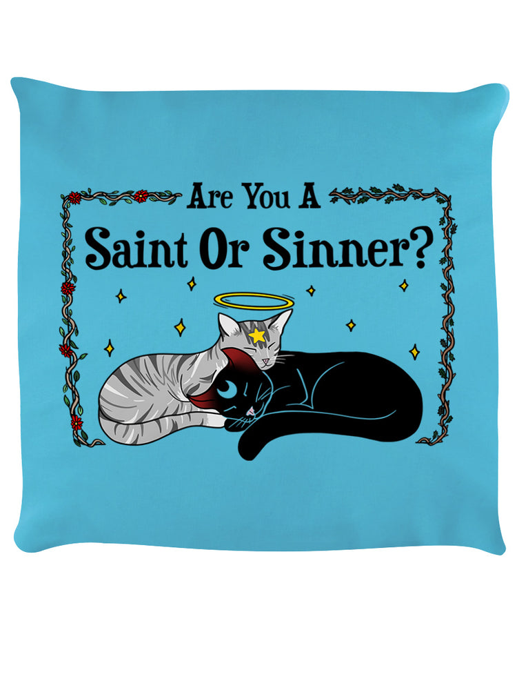 Are You A Saint or Sinner? Sky Blue Cushion