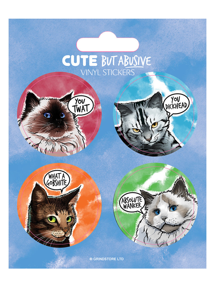 Cute But Abusive Cats Vinyl Sticker Set