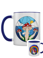 Rainbow Mushroom Stained Glass Blue Inner 2-Tone Mug