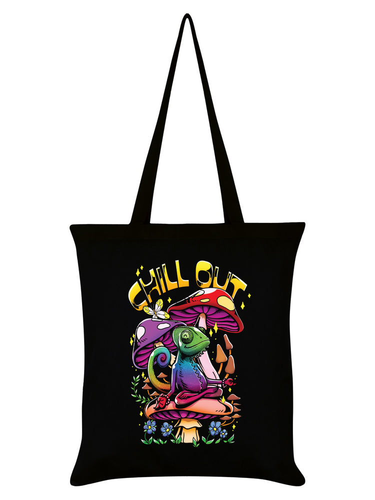 Chill Out Chameleon Black Tote Bag