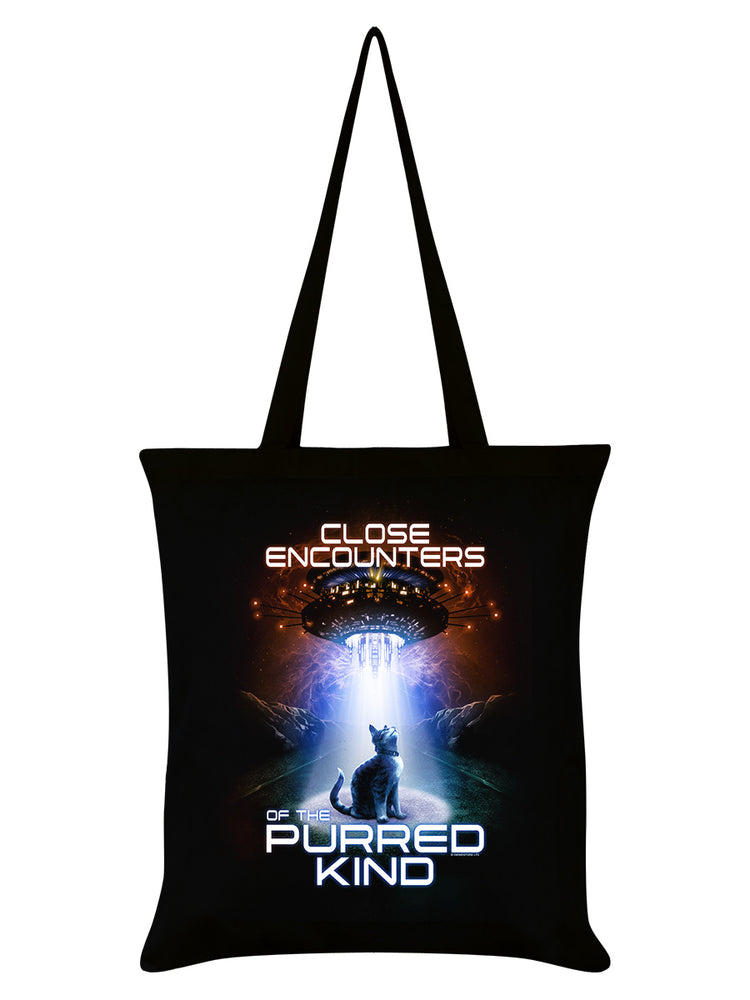 Horror Cats Close Encounters of the Purred Kind Black Tote Bag