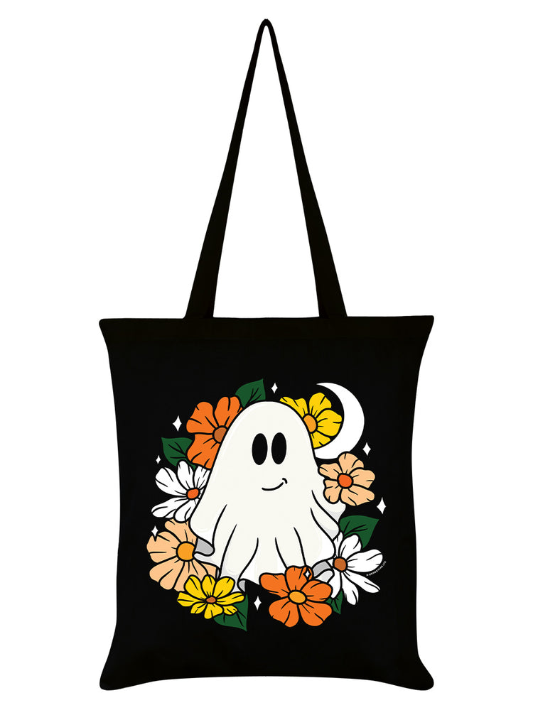 Floral Ghost Black Tote Bag