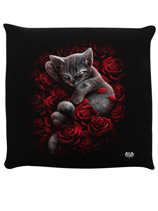 Spiral Bed of Roses Black Cushion