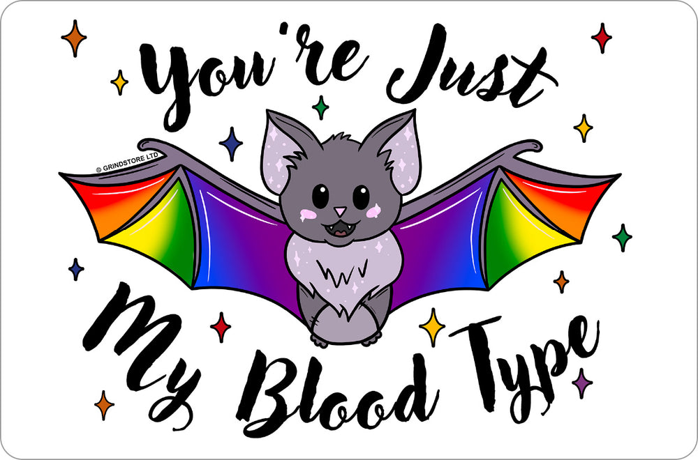 Bat You're Just My Blood Type Greet Tin Card