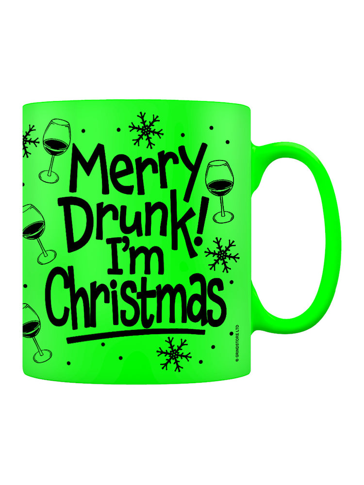 Merry Drunk I'm Christmas Green Neon Mug