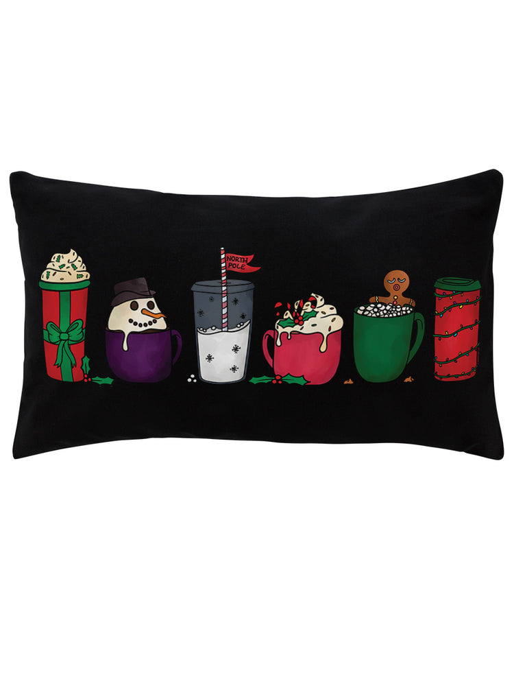 Winter Warmers Christmas Black Rectangular Cushion