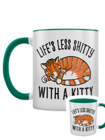 Life's Less Shitty With A Kitty Green Inner 2-Tone Mug
