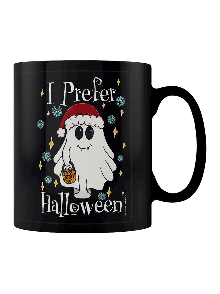 I Prefer Halloween Ghost Black Mug