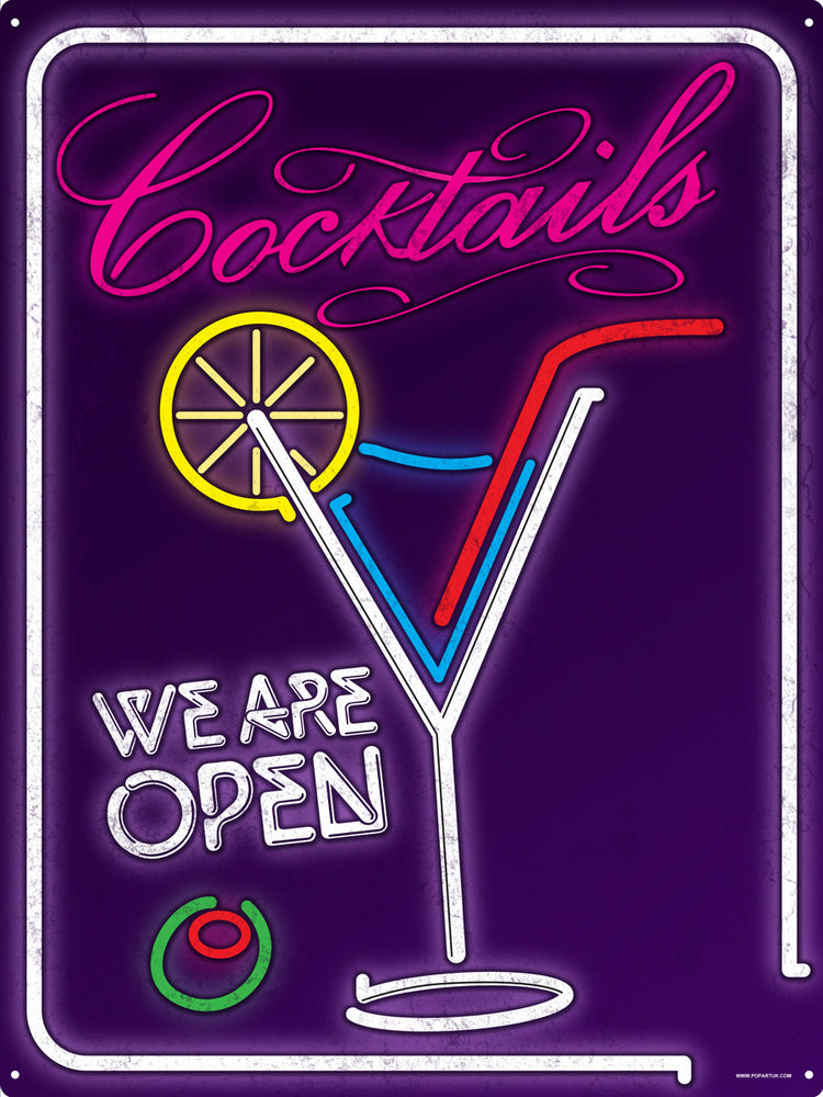 Neon Cocktails Tin Sign