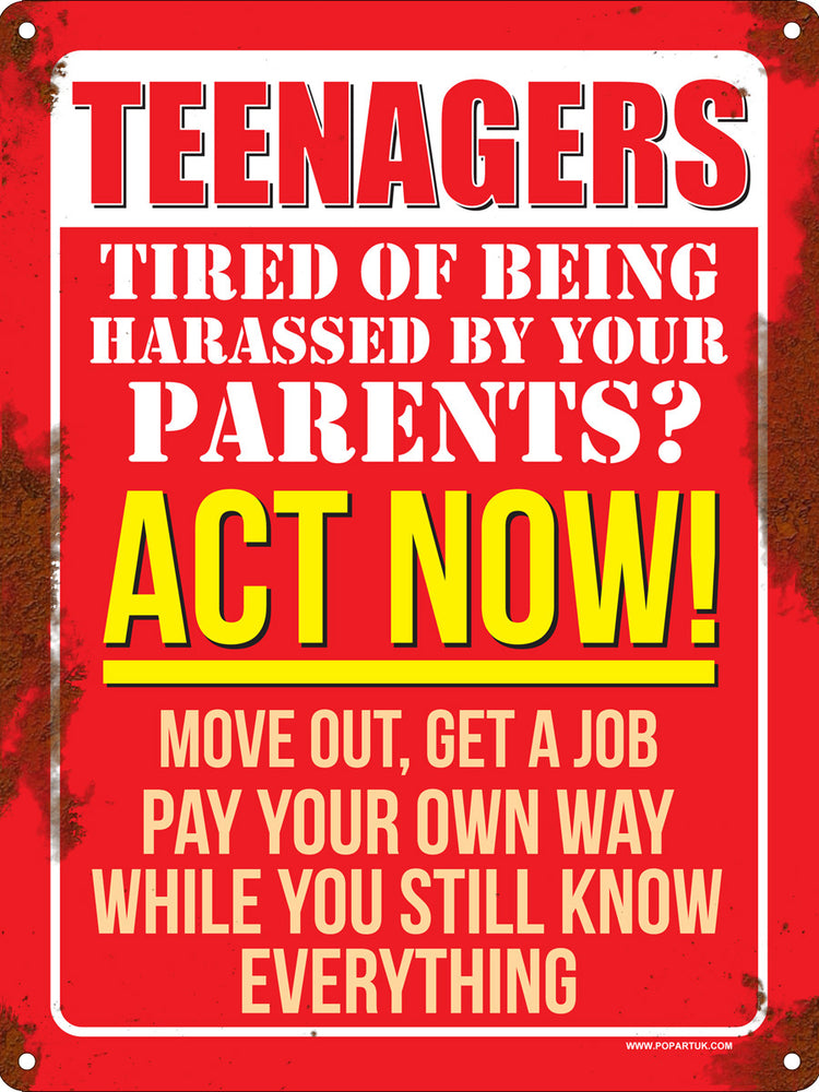 Teenagers Act Now! Mini Tin Sign