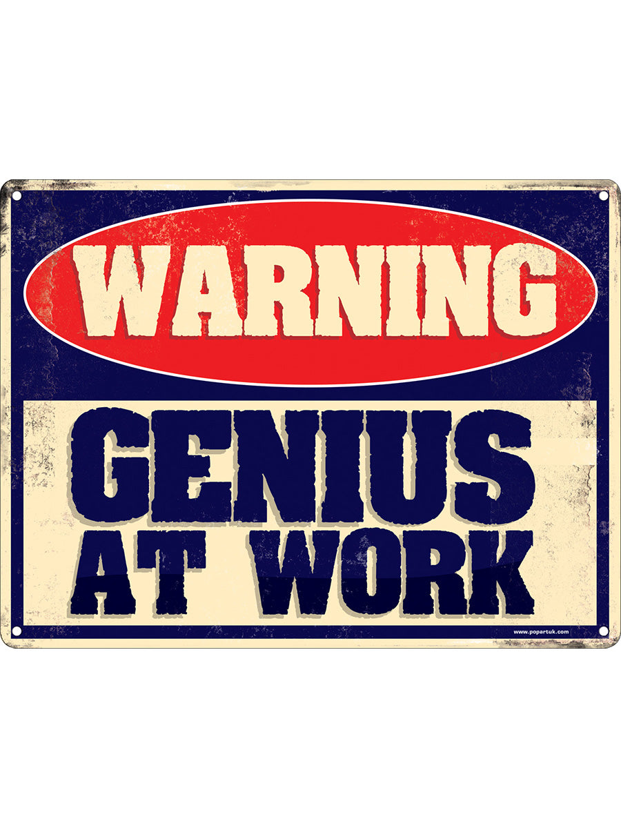 Genius At Work Mini Tin Sign