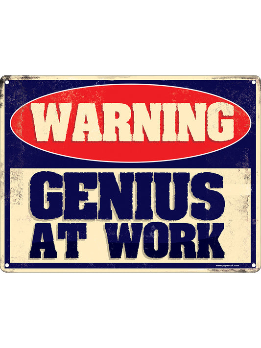 Genius At Work Mini Tin Sign