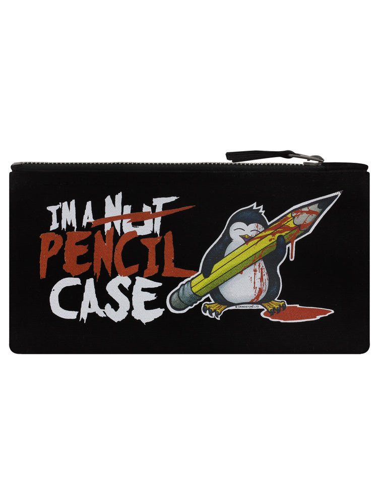 Psycho Penguin I'm Not A Nut Case Black Pencil Case