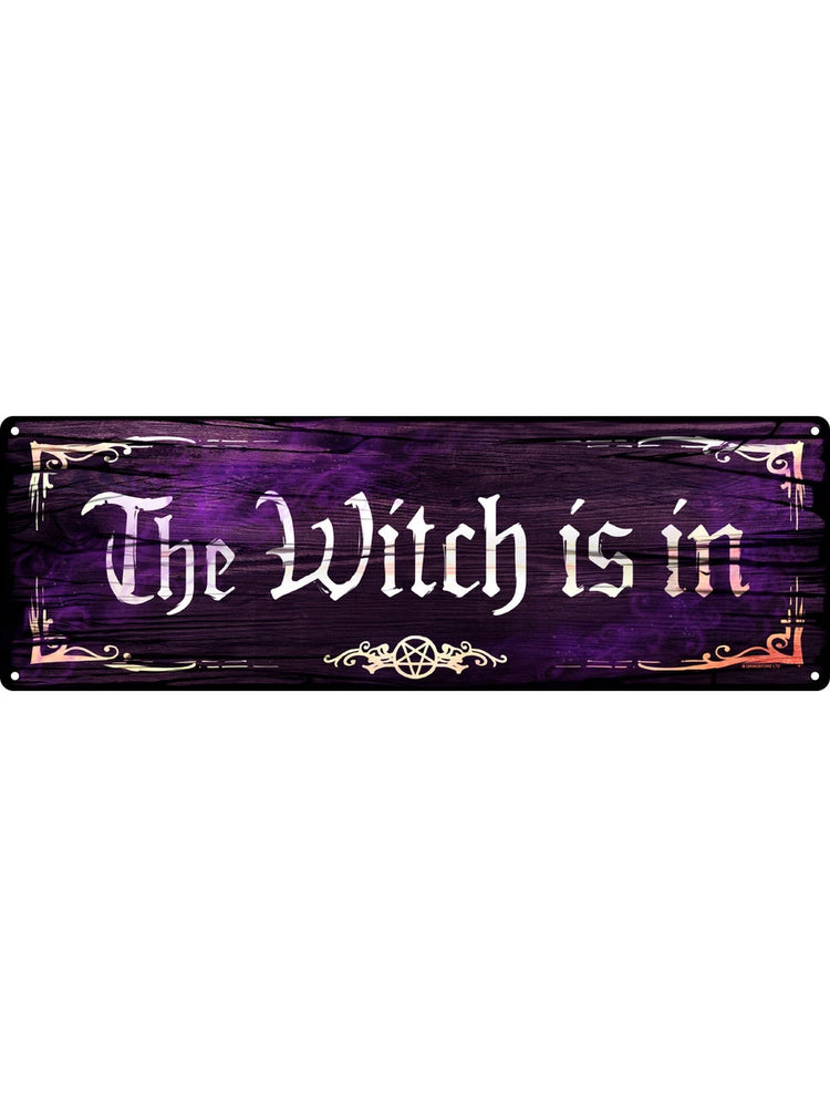 The Witch Is In Slim Tin Sign